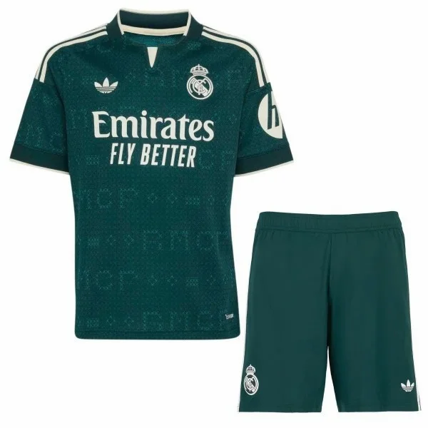 Real Madrid Kinder Set 2026 2027 Grün - Real Madrid Kinder Günstig | trikotfussballshop
