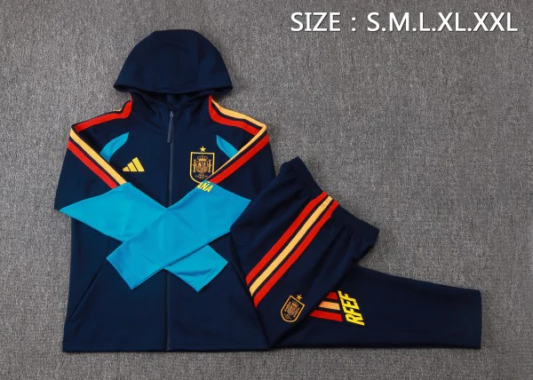 Spanien Trainingsanzüge Sweatshirt 2026 Blau - Spanien Trainingsanzüge Günstig | trikotfussballshop