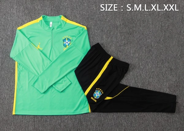 Brasilien Trainingsanzüge Sweatshirt 2026 Grün - Brasilien Trainingsanzüge Günstig | trikotfussballshop