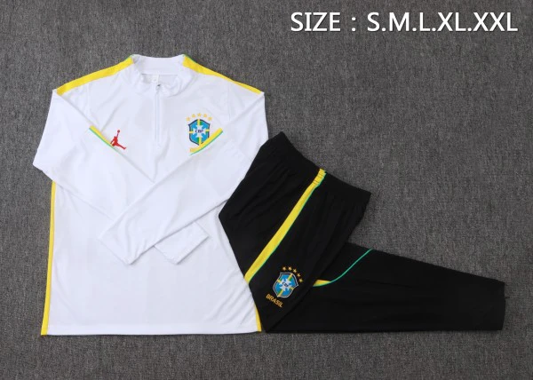 Brasilien Trainingsanzüge Sweatshirt 2026 Weiß - Brasilien Trainingsanzüge Günstig | trikotfussballshop