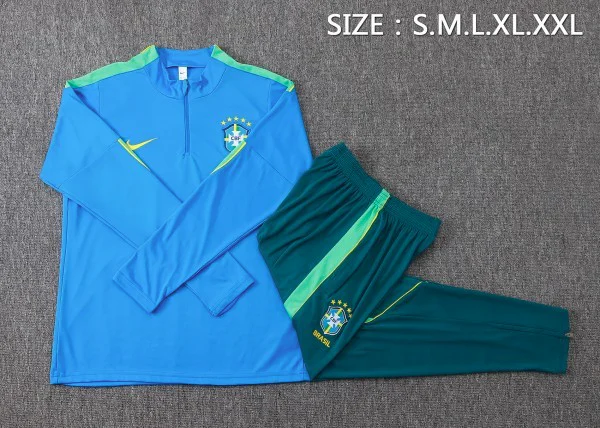 Brasilien Kinder Sweatshirt 2026 Blau - Brasilien Kinder Günstig | trikotfussballshop