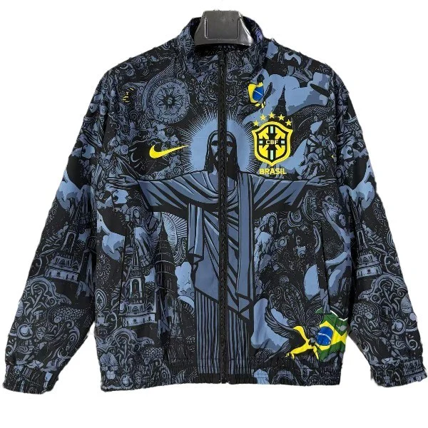 Brasilien Trainingsanzüge Windbreaker 2026 Grau - Brasilien Trainingsanzüge Günstig | trikotfussballshop